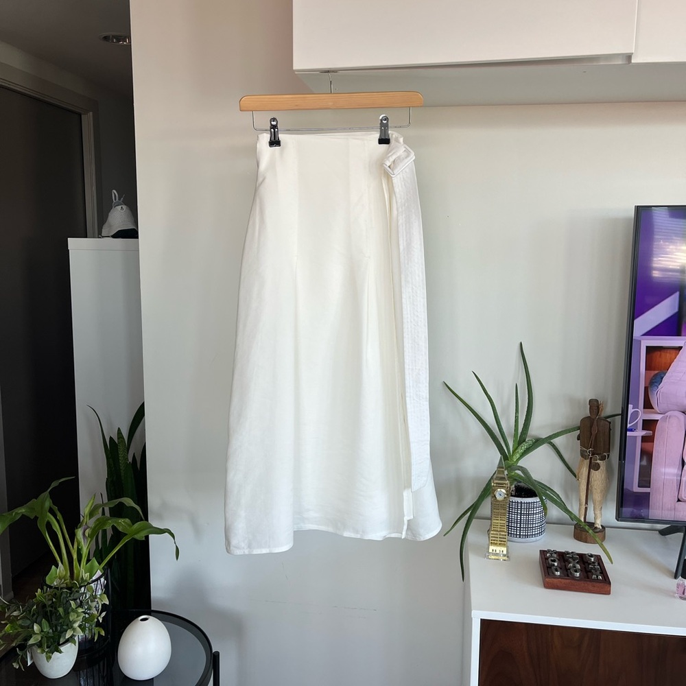 Aritzia Wilfred White Linen New Midi Silana Summer Casual Skirt Sz XS, S - Picture 4 of 11